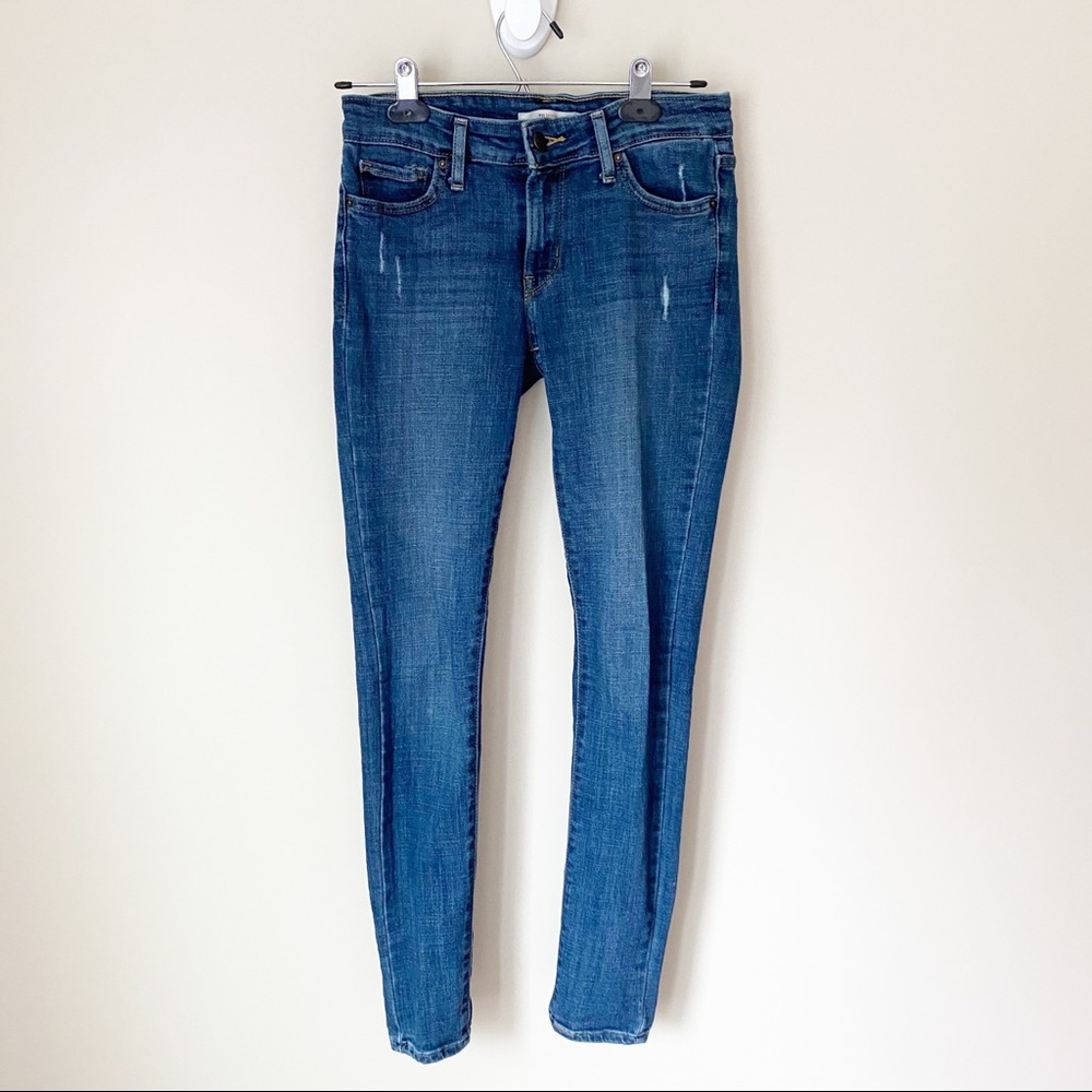 Levi's 711 Stretch Distressed Low Rise Skinny Jeans Medium Wash 26